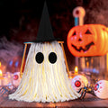RoundFunny 12in Light Up Boho Ghost Halloween Decoration Witch Hat Black White