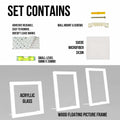 Latile Floating Picture Frames 3 Pc Glass Large 8x10 White UV Protection