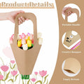 DIBALIYI 25 Pcs Kraft Paper Flower Gift Bags with Handle Brown Floral