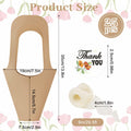 DIBALIYI 25 Pcs Kraft Paper Flower Gift Bags with Handle Brown Floral