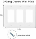 VJWEOU Decorative 3-Gang Light Switch Outlet Wall Plate Cover White 3 Pack