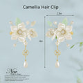 SHIYANG Handmade Camellia Floral Hair Clips White 1 Pair Copper SYFJ03