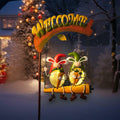 HONGLAND Solar Christmas Gnomes Outdoor Decor Orange Rabbit Welcome Sign