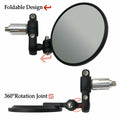 SPNUVR Universal 3.08" Round Folding Bar End Motorcycle Mirrors Black