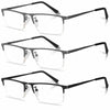 Anourney 3-Pack Men’s Reading Glasses Half Frame Blue Light +3.0 Gray/Black