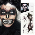 LEOARS Fake Zombie Face Tattoos Dia De Los Muertos Halloween Temporary Black