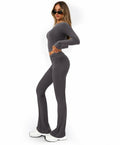[Like New] FAIRY SEASON Women’s 2pc Lounge Set V-Neck Top Flare Pants Deep Gray S