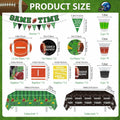 Yavxzvbw Football Party Plates Tablecloth Decor Supplies Green Birthday