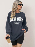 ORANDESIGNE Oversized Graphic Sweatshirt Women Long Sleeve New York Blue Size XS