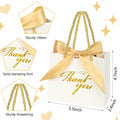 Xylitic Thank You Gift Bags White Gold Ribbon Small 5.5x2.4x4.7 Inch 24 Pack