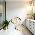 2Pcs Gold Soap Dish Hanging Drain Rack Self Adhesive Bathroom Accessories