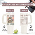 Fancyfams 40oz Stainless Steel Tumbler Dog Mama Handle Lid Straw Cream