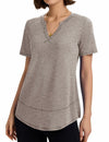 TCOT Womens V Neck Loose Workout Gym Shirt Light Brown Size S