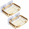 2Pcs Gold Soap Dish Hanging Drain Rack Self Adhesive Bathroom Accessories