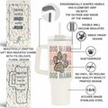 Fancyfams 40oz Stainless Steel Tumbler Dog Mama Handle Lid Straw Cream