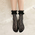 YWAOAIJD Women's Lace Ruffle Ankle Socks Mesh Trim 4 Pairs Size 5-9 Black White