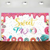 xuanflyF Donut Sweet Two Birthday Party Backdrop Banner 5x3ft Pink Cotton