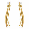 GFLPO Fashion Fingerless Metallic Satin Long Elastic Gloves Gold Elbow Length