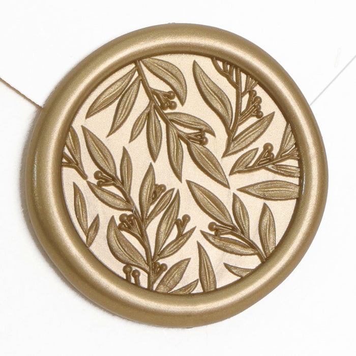 UNIQOOO 3D Leaf Wax Seal Stickers Prosecco Metallic Light Gold 50 Pcs