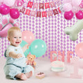 RANERVZ Pink Dog Paw Birthday Decorations Foil Curtain 3.3x6.6ft
