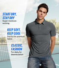 BAMBOO COOL Men's Slim Fit Moisture Wicking Polo Shirt Grey Size L