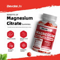BestBy09/26 ElevateLife Magnesium Citrate Gummies 420mg 90 Vegan Strawberry