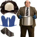 Yearntown Halloween Bald Man Costume Set Brown Wig Bald Cap Gloves One Size