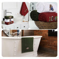 Fanfanwin 3 Pc Cotton Football Hand Towels 14x29 Rust Dark Green White