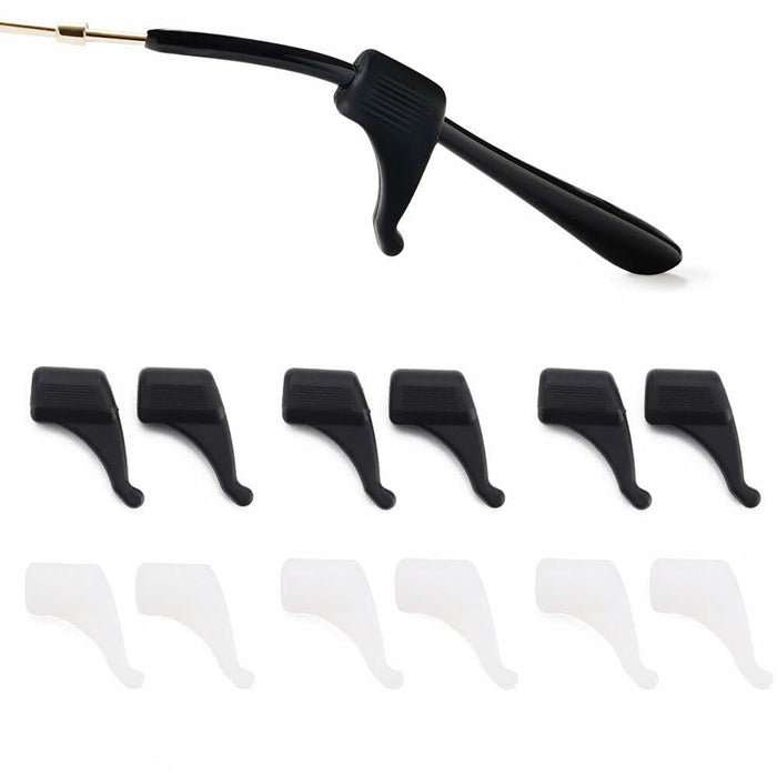 LCLONY 6 Pairs Glasses Ear Grip Silicone Anti-Slip Holders Black/White