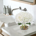 N&T NIETING Artificial White Hydrangea Flowers with Vase & Real Stone Decor