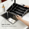 Pipishell Expandable Silverware Drawer Organizer BPA-Free Black 8 Compartments