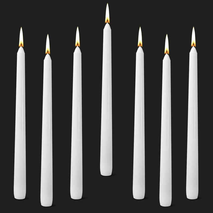 Cacou White Taper Candles 12 Pack 8Hr Burn Unscented Paraffin Wax