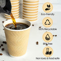 WellMellon 12oz Ripple Wall Disposable Coffee Cups with Lids 50 Count