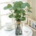 FOREST PRINCE Eucalyptus Stems in Black Vase 15" Green Silk Decor