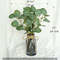 FOREST PRINCE Eucalyptus Stems in Black Vase 15" Green Silk Decor