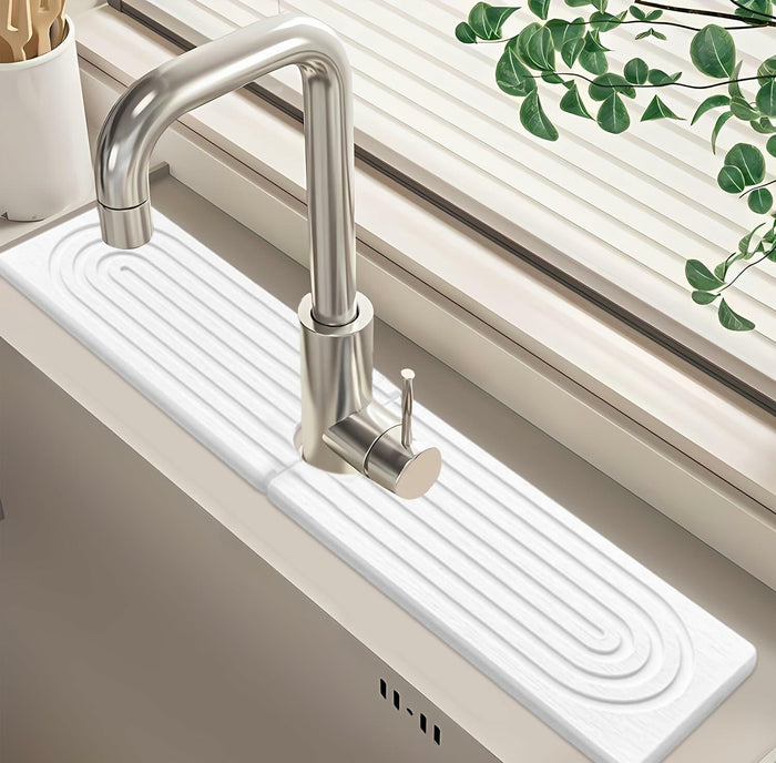 LZMYIVE Faucet Mat Kitchen Sink 24'' White Diatomite Quick Drying Stone Tray