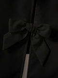 Verdusa Girl's Button Front Bow Back Sleeveless Blouse Black Size 9 Years