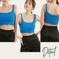 TUBANUR Women's Blue Cotton Sleeveless Crop Top Basic Fitted Tank Size S