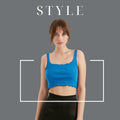 TUBANUR Women's Blue Cotton Sleeveless Crop Top Basic Fitted Tank Size S