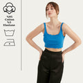 TUBANUR Women's Blue Cotton Sleeveless Crop Top Basic Fitted Tank Size S