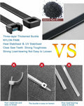 LOMAZH Cable Zip Ties 50pcs 12.2in Black Nylon 250lbs Tensile Strength