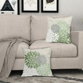 Sweetshow Sage Green Dahlia Linen Pillow Covers 18x18 Inch Set of 2