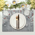 Giwawa Winter Snowflakes Placemats Set of 4 12x18 Silver Red Linen