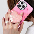 Luhoit Expanding Heart Shape Glass Phone Grip Stand Pink LSF5C