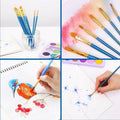 AROIC 10 Pcs Acrylic Paint Brush Set Nylon Hair Watercolor Oil Paint