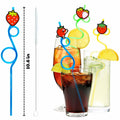 SODWINCO 24 PCS Strawberry Drinking Crazy Straws Kids Party Supplies Red