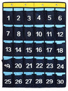 ANIZER Numbered Pocket Chart Over Door Classroom Organizer Blue 30 Pockets