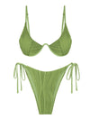 ZAFUL Womens High Cut Thong Bikini Set Swimsuit Sexy Green Size M
