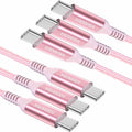 Awnuwuy USB C to USB C Cable 100W Fast Charging Pink 6.6ft 3-Pack