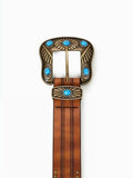 NociHah Adjustable Vintage Western Leather Belt Brown Waist 28-38